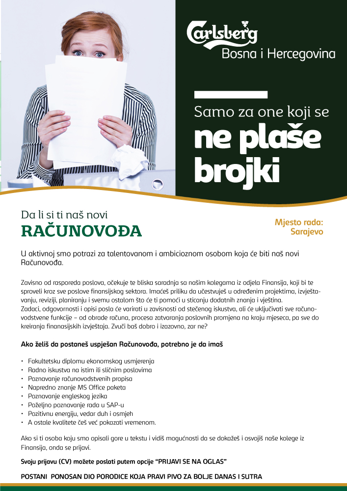 Računovođa (m/ž) Oglasi Za Posao Sarajevo | MojPosao.ba